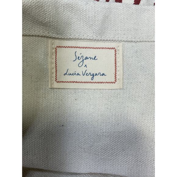 Sezane Embroidered Ecru Lucia Vergara Tote Bag - Picture 4 of 5